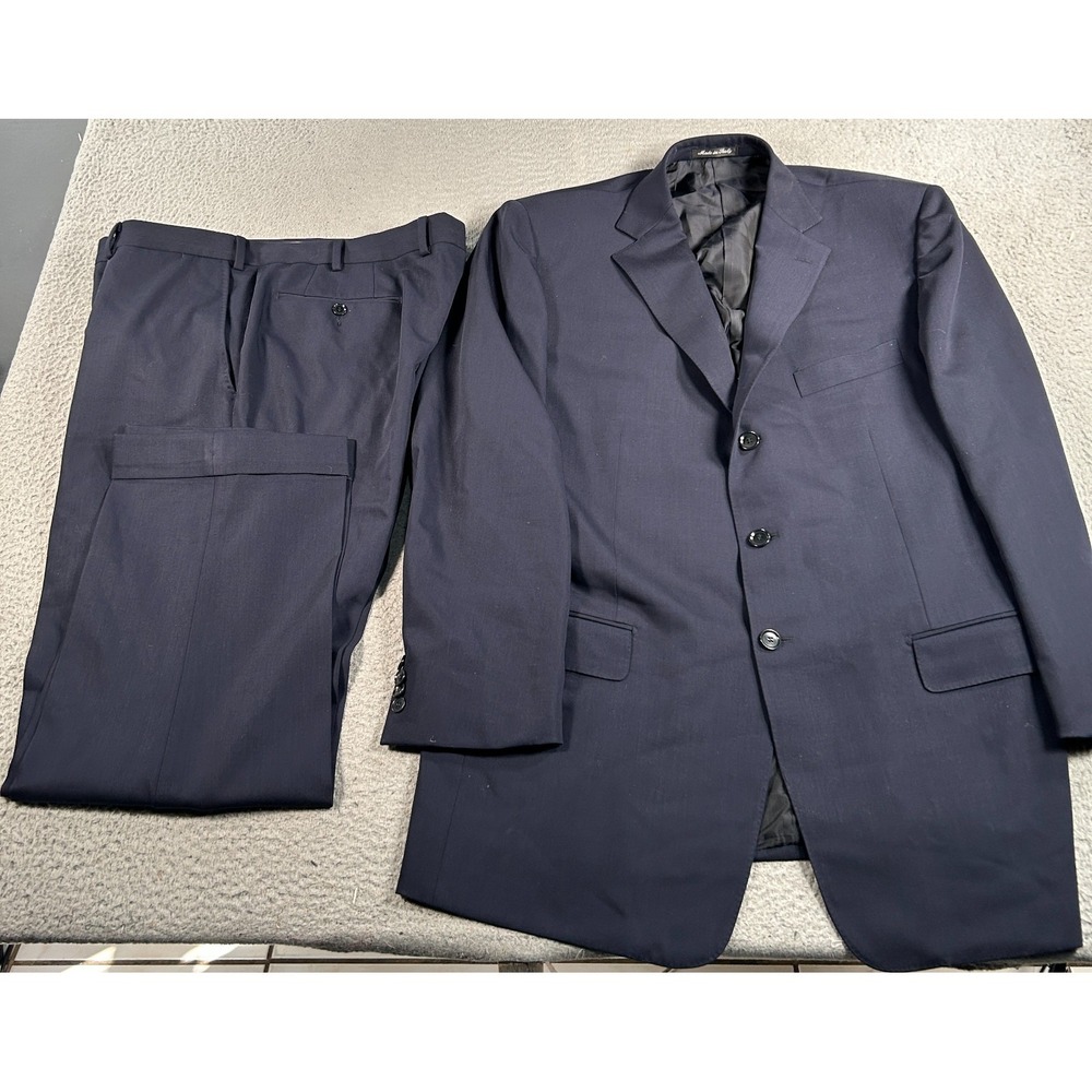 Pal Zileri Sport Coat Suit Men's 56 Blue Blazer 2 Pieces Suit Jacket 3-Buttons